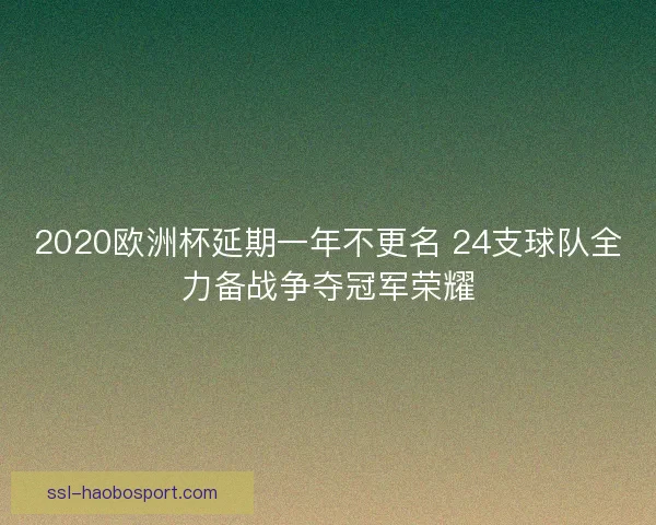 2020欧洲杯延期一年不更名 24支球队全力备战争夺冠军荣耀 2020欧洲杯延期一年不更名 24支球队全力备战争夺冠军荣耀