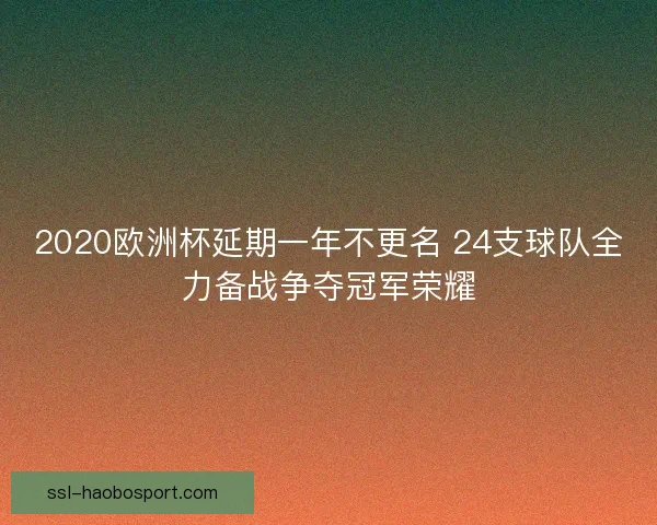 2020欧洲杯延期一年不更名 24支球队全力备战争夺冠军荣耀