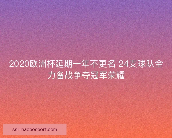 2020欧洲杯延期一年不更名 24支球队全力备战争夺冠军荣耀